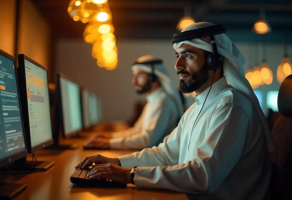 24/7 Umrah support team assisting pilgrims with bookings and in-trip services.