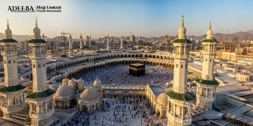 Pilgrims performing Umrah in September near Masjid al-Haram